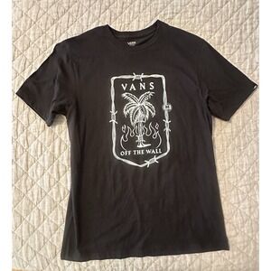 Vans Off The Wall Graphic T Shirt Mens Medium Black Palm Tree Skater Surf Tee